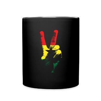 Ghana Flagge Friedenszeichen Hand Juneteenth Fried - Tasse einfarbig - Schwarz - Vorne