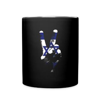 Israel Flagge Friedenszeichen Hand Frieden in Isra - Tasse einfarbig - Schwarz - Vorne