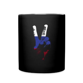Russland Flagge Friedenszeichen Hand Russland - Tasse einfarbig - Schwarz - Vorne