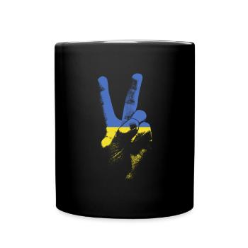 Ukraine Flagge Friedenszeichen Hand stolze ukranis - Tasse einfarbig - Schwarz - Vorne