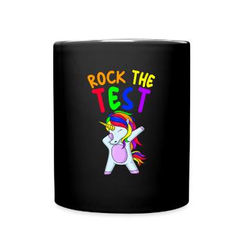 Rock den Test Einhornlehrer STAAR Testtag - Tasse einfarbig - Schwarz - Vorne