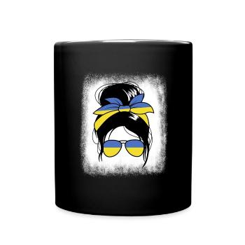 Ukraine Messy Bun Ukrainische Frau Geschenk Frauen - Tasse einfarbig - Schwarz - Vorne