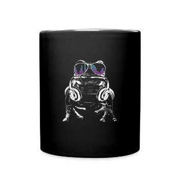 Grenouille avec des écouteurs et des lunettes de soleil cool - Mug uni - noir - Devant