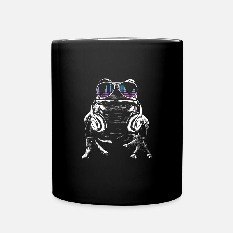 Frosch mit Kopfhörer und cooler Sonnen Brille - Tasse einfarbig - Schwarz