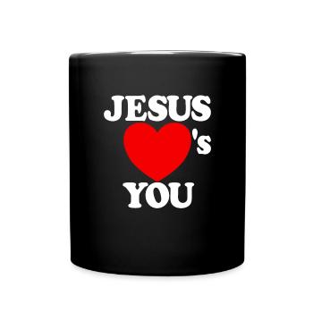 Jesus liebt dich christlich Glauben Herz Jesus lie - Tasse einfarbig - Schwarz - Vorne