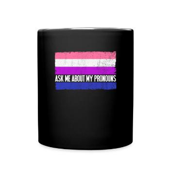 Fragen Sie mich nach meiner Pronomen Genderfluid F - Tasse einfarbig - Schwarz - Vorne