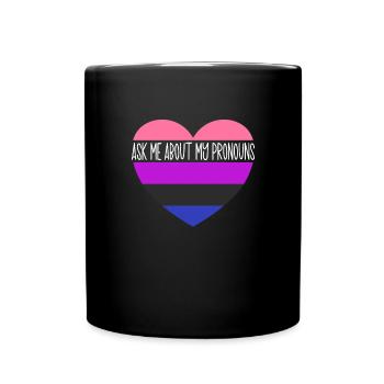 Fragen Sie mich nach meiner Pronomen Genderfluid F - Tasse einfarbig - Schwarz - Vorne