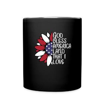 Gott segne Amerika Sonnenblume Gott segne die USA - Tasse einfarbig - Schwarz - Vorne