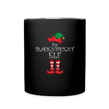 Schwarznificent Elf passende Familie Weihnachtself - Tasse einfarbig - Schwarz - Vorne