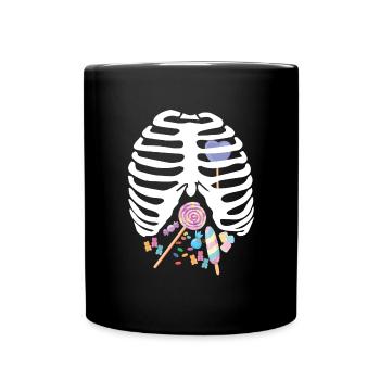 Halloween Candy Ripp Cage Skelett Candy Skeletton - Tasse einfarbig - Schwarz - Vorne