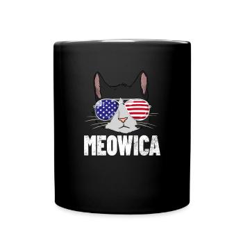 Meowica American Flag 4. Juli Tuxedo Katze Meowica - Tasse einfarbig - Schwarz - Vorne