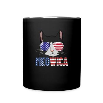 Meowica American Flag 4. Juli Tuxedo Katze Meowica - Tasse einfarbig - Schwarz - Vorne