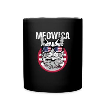 Meowica American Flag 4. Juli Tuxedo Katze Meowica - Tasse einfarbig - Schwarz - Vorne