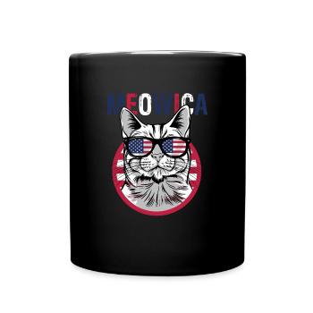 Meowica American Flag 4. Juli Tuxedo Katze Meowica - Tasse einfarbig - Schwarz - Vorne