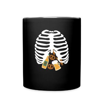 Oktober fest RIB CAGE Skelett lustiges Skelett - Tasse einfarbig - Schwarz - Vorne