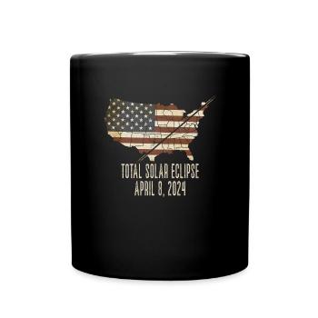 Total Solar Eclipse 8. April 2024 Totality USA Map - Tasse einfarbig - Schwarz - Vorne