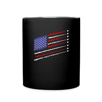 K�mpfer Jet American Flag Milit�r 4. Juli - Tasse einfarbig - Schwarz - Vorne