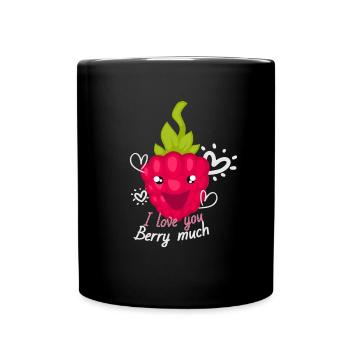 I Love You Berry Much Fruit Raspberry - Full Colour Mug - black - Front
