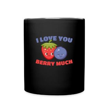 I Love You Berry Much Fruit Raspberry - Full Colour Mug - black - Front
