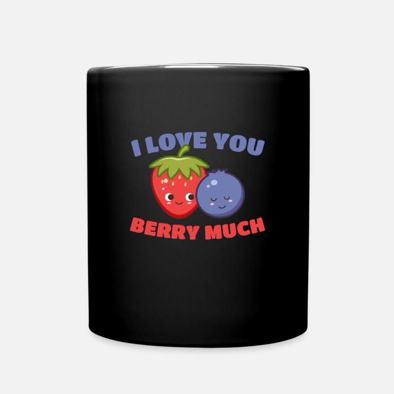 Je t’aime Berry Beaucoup de fruits Framboise - Mug uni - noir