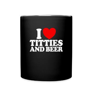 Ich liebe Titten und Bier lustige M�nner Ich liebe - Tasse einfarbig - Schwarz - Vorne
