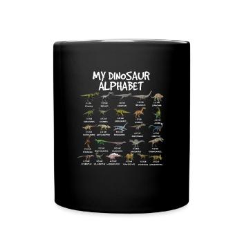 Mein Dinosaurier Alphabet zur�ck in die Schule Din - Tasse einfarbig - Schwarz - Vorne