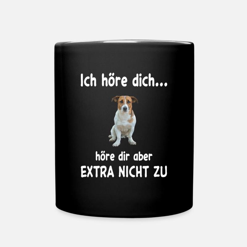 Jack Russell Terrier Hund - Jack Russell - Tasse einfarbig - Schwarz