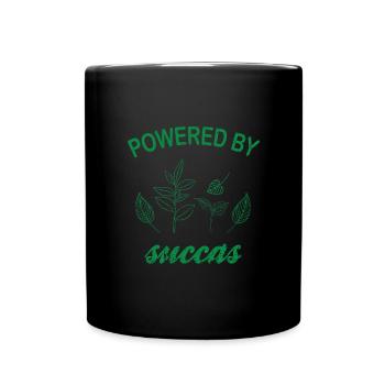 Powered By Succas Grünpflanze Kakteenliebhaber - Tasse einfarbig - Schwarz - Vorne