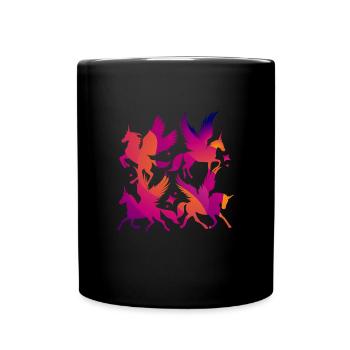Pegasus Unicorn Kids Horse - Full Colour Mug - black - Front