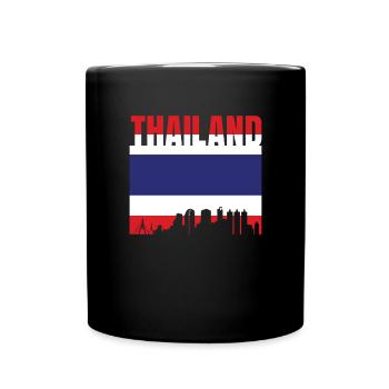 Thailand Flagge Skyline Geschenk - Tasse einfarbig - Schwarz - Vorne