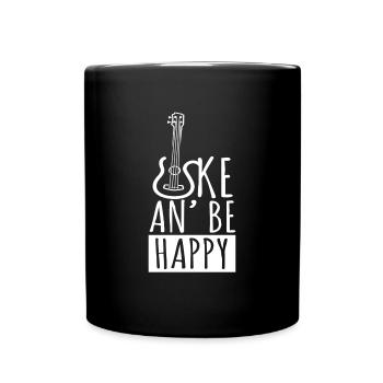 Uke An Be Happy Ukulele Gitarre Musik - Tasse einfarbig - Schwarz - Vorne
