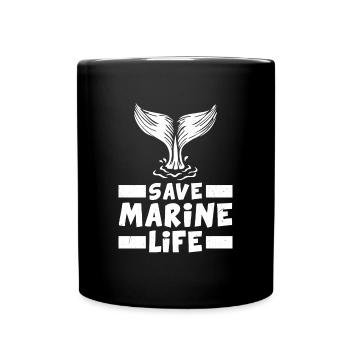 Whale Fin Life Environmental Protection Planet Ocean Sea - Full Colour Mug - black - Front