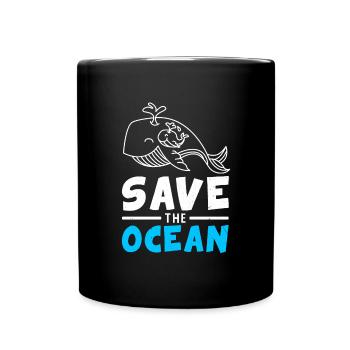 Whale Fish Life Environmental Protection Planet Ocean Sea - Full Colour Mug - black - Front
