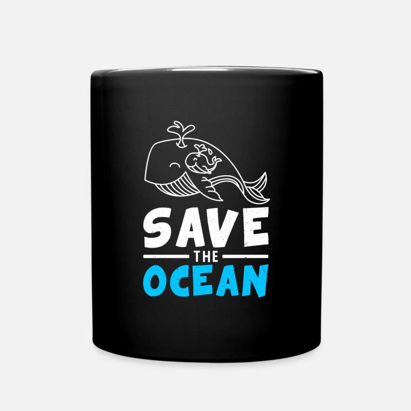 Wal Fisch Leben Umweltschutz Planet Ozean Meer - Tasse einfarbig - Schwarz