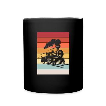 Dampflok Retro Eisenbahn Modeleisenbahn - Tasse einfarbig - Schwarz - Vorne