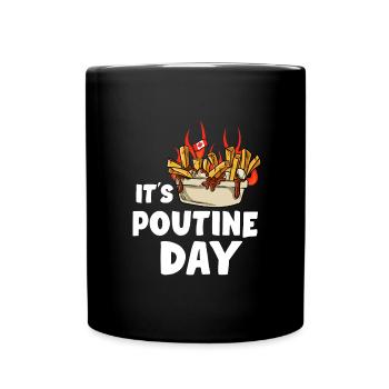Kanadische Poutine Pommes Frites Mittagessen - Tasse einfarbig - Schwarz - Vorne