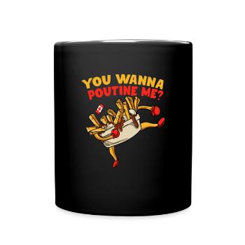 Kanadische Poutine Pommes Frites Mittagessen - Tasse einfarbig - Schwarz - Vorne