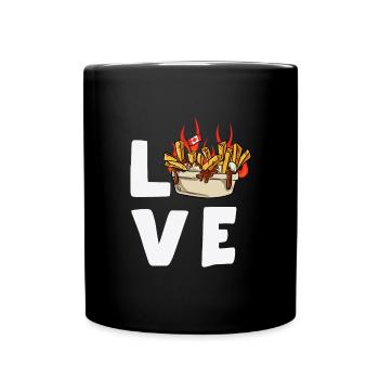 Kanadische Poutine Pommes Frites Mittagessen - Tasse einfarbig - Schwarz - Vorne