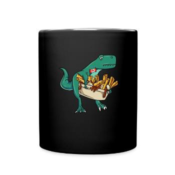 Kanadische Poutine Pommes Frites Mittagessen - Tasse einfarbig - Schwarz - Vorne