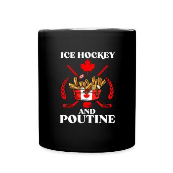 Kanadische Poutine Pommes Frites Mittagessen - Tasse einfarbig - Schwarz - Vorne