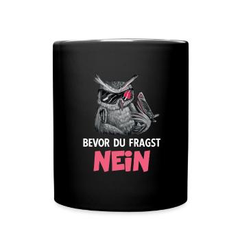Hibou Dessin animé Hibou Oiseau Drôle Jeu de mots Humour - Mug uni - noir - Devant