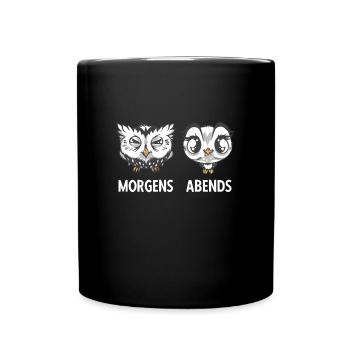 Hiboux Matin Soir Lève-tôt Lève-tard - Mug uni - noir - Devant