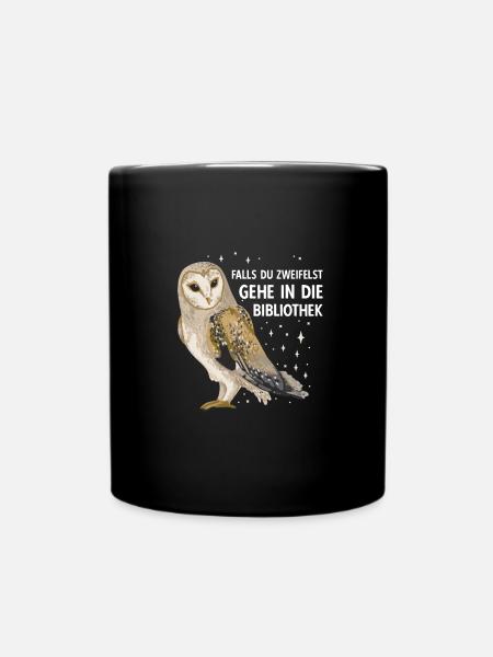 Magische Eule Vögel Schleiereule Bibliothek - Tasse einfarbig - Schwarz