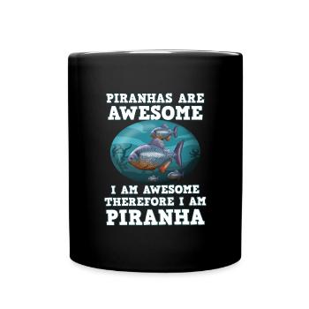 Piranha Geschenk - Tasse einfarbig - Schwarz - Vorne