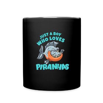 Piranha Geschenk - Tasse einfarbig - Schwarz - Vorne