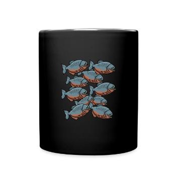 Piranha Geschenk - Tasse einfarbig - Schwarz - Vorne