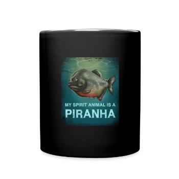 Piranha Geschenk - Tasse einfarbig - Schwarz - Vorne