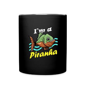 Piranha Geschenk - Tasse einfarbig - Schwarz - Vorne