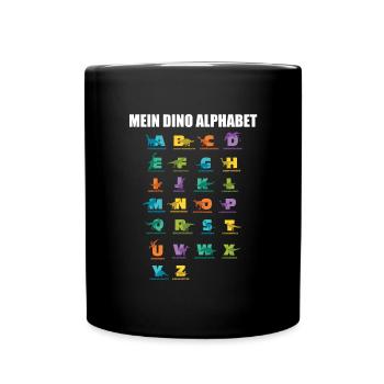 Dinosaurier Alphabet Arten Dino Typen - Tasse einfarbig - Schwarz - Vorne