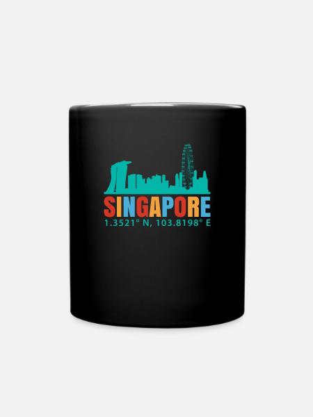 Singapur - Tasse einfarbig - Schwarz